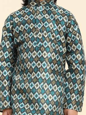 Firozi Jacquard Silk Kurta Pajama Set for Boys Ethnic Wear 7