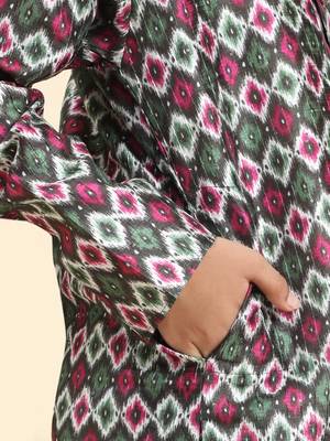 Green Jacquard Silk Kurta Pajama Set for Boys Ethnic Wear 6