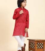 Maroon Printed Cotton Printed Kurta Pajama Set for Boys Ethnic Wear