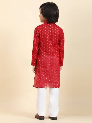 Maroon Printed Cotton Printed Kurta Pajama Set for Boys Ethnic Wear 5