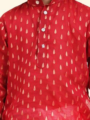 Maroon Printed Cotton Printed Kurta Pajama Set for Boys Ethnic Wear 7