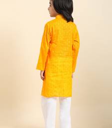Yellow Printed Cotton Printed Kurta Pajama Set for Boys Ethnic Wear