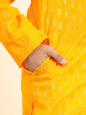 Yellow Printed Cotton Printed Kurta Pajama Set for Boys Ethnic Wear 7