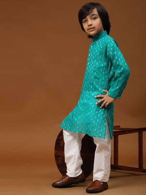Firozi Printed Cotton Printed Kurta Pajama Set for Boys Ethnic Wear 2