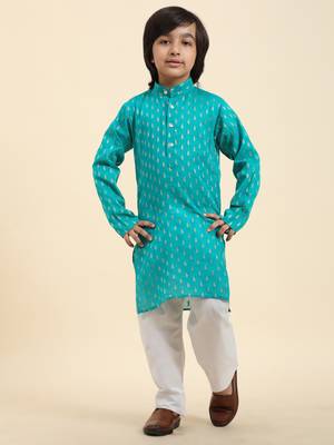 Firozi Printed Cotton Printed Kurta Pajama Set for Boys Ethnic Wear 3