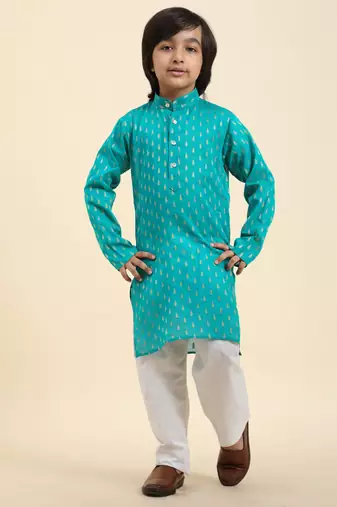 Firozi Printed Cotton Printed Kurta Pajama Set for Boys Ethnic Wear