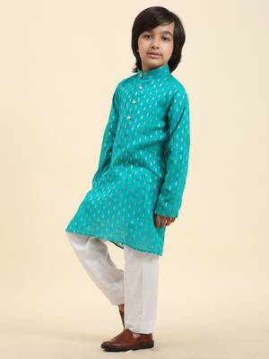 Firozi Printed Cotton Printed Kurta Pajama Set for Boys Ethnic Wear 4