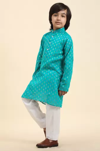 Firozi Printed Cotton Printed Kurta Pajama Set for Boys Ethnic Wear