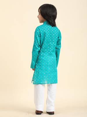 Firozi Printed Cotton Printed Kurta Pajama Set for Boys Ethnic Wear 5