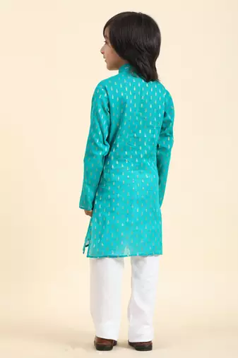 Firozi Printed Cotton Printed Kurta Pajama Set for Boys Ethnic Wear