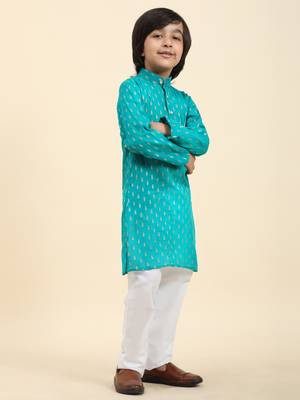 Firozi Printed Cotton Printed Kurta Pajama Set for Boys Ethnic Wear 6