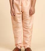 Peach Printed Silk Printed Kurta Pajama with Waistcoat Set for Boys Ethnic Wear