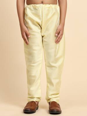 Yellow Printed Silk Printed Kurta Pajama with Waistcoat Set for Boys Ethnic Wear 1