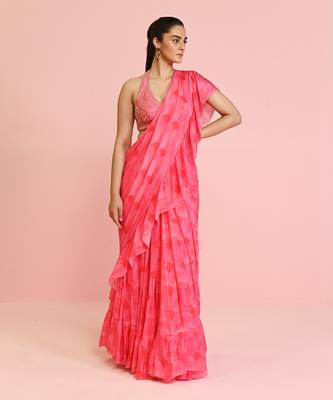 Lara georgette drape saree 1