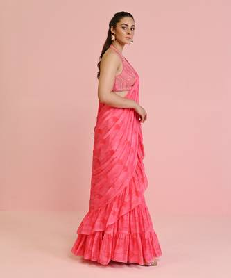 Lara georgette drape saree 2