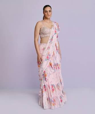 amelia georgette ruffle saree 1