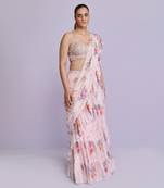 amelia georgette ruffle saree