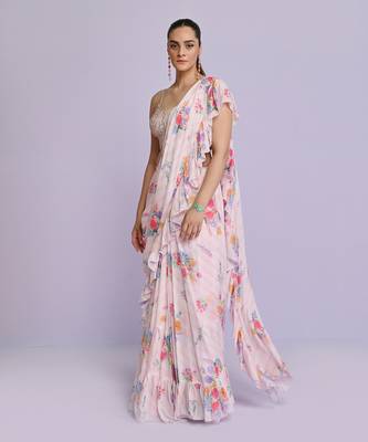 amelia georgette ruffle saree 2