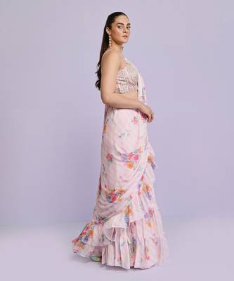 amelia georgette ruffle saree 3