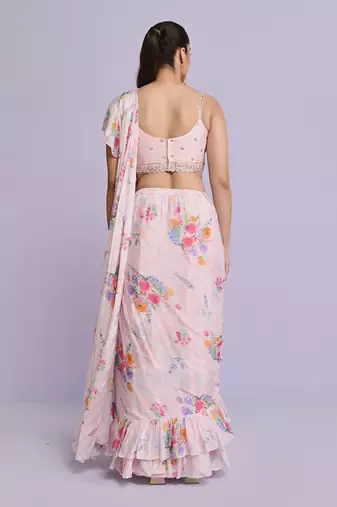 amelia georgette ruffle saree