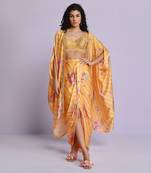 Yellow drape skirt set