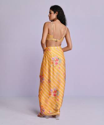 Yellow drape skirt set 3