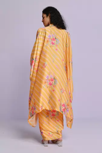 Yellow drape skirt set