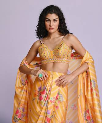 Yellow drape skirt set 5