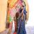 Kimisha women's blue silk woven saree with unstitched blouse piece