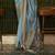 Kimisha women's sky blue silk woven saree with unstitched blouse piece