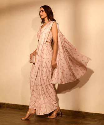 Rosey pink pant saree set 2