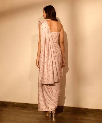 Rosey pink pant saree set 4