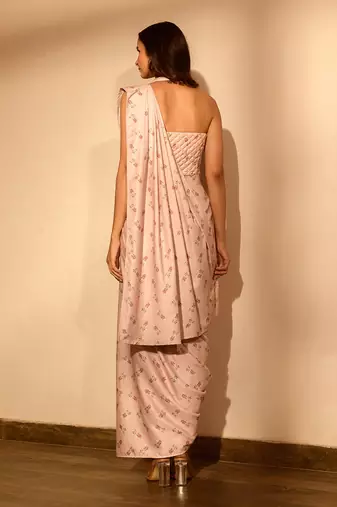 Rosey pink pant saree set