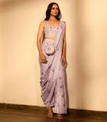 Very peri lilac sequins pant saree set