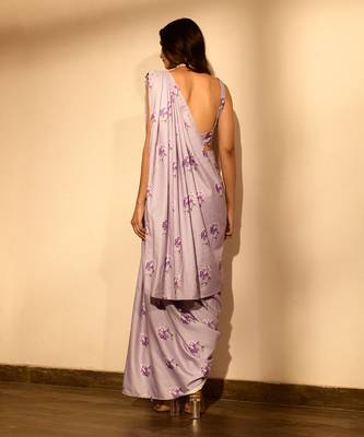 Very peri lilac sequins pant saree set 5