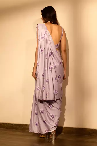 Very peri lilac sequins pant saree set