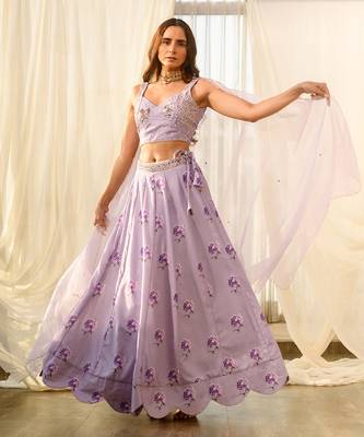 Very Peri Lilac Sequins Kali Lehenga Set 1