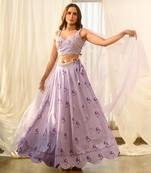 Very Peri Lilac Sequins Kali Lehenga Set