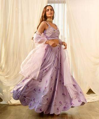 Very Peri Lilac Sequins Kali Lehenga Set 2