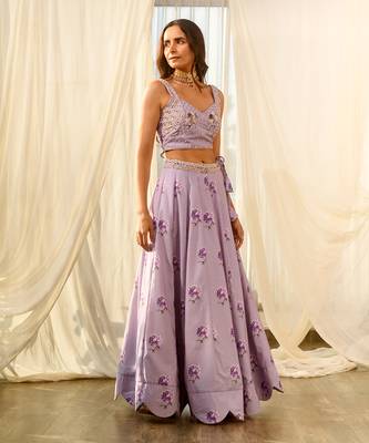 Very Peri Lilac Sequins Kali Lehenga Set 3