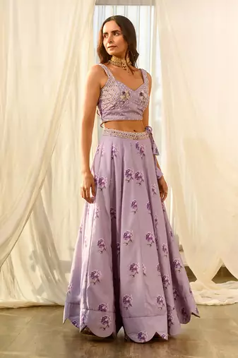 Very Peri Lilac Sequins Kali Lehenga Set