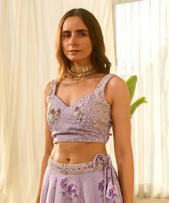 Very Peri Lilac Sequins Kali Lehenga Set 4