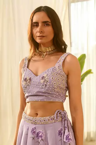 Very Peri Lilac Sequins Kali Lehenga Set