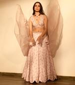 Rosey Pink Sequins Kali Lehenga Set