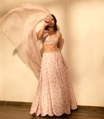 Rosey Pink Sequins Kali Lehenga Set