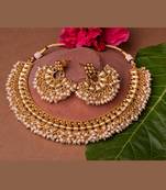 Gold Plated Alloy Jewellery Set with Pearls