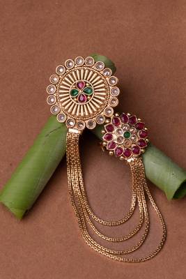 Gold-Plated Haathphool Chain Adjustable Ring 1