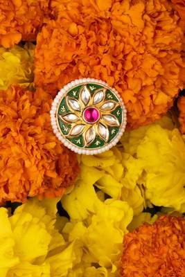Meenakari Kundan Studded Adjustable Ring 2