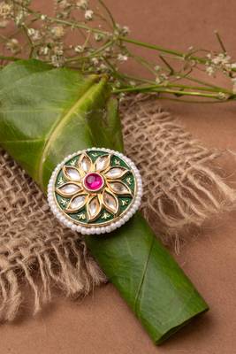 Meenakari Kundan Studded Adjustable Ring 3