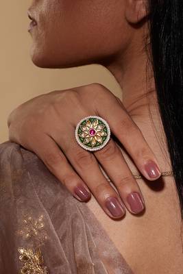 Meenakari Kundan Studded Adjustable Ring 1
